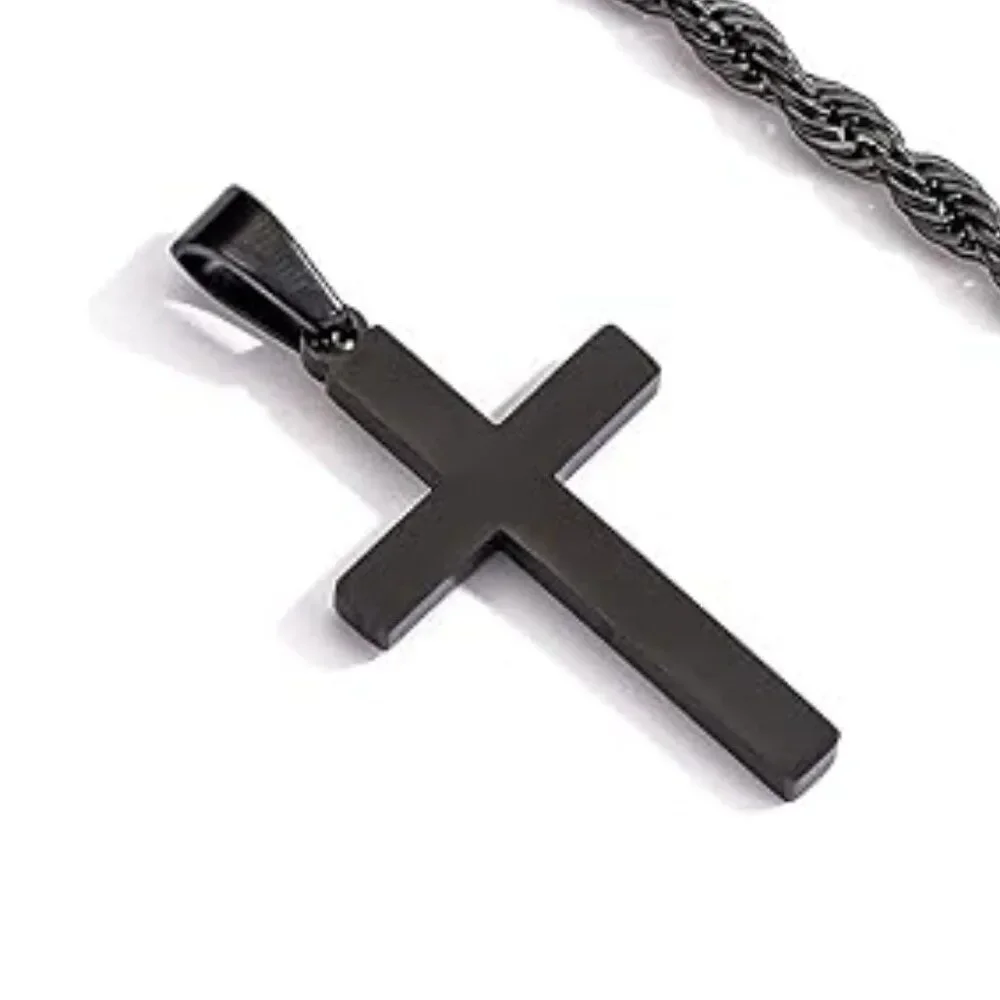 Cross Necklace with Chain: BLACK NWOT